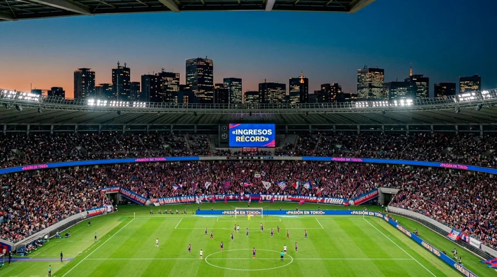 Estadio de FC Tokyo durante un partido de la J-League con gradas llenas