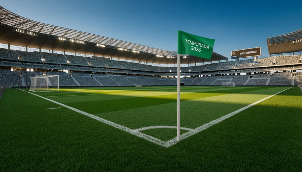 Campo de fútbol de la J-League preparado para el inicio de temporada con césped impecable