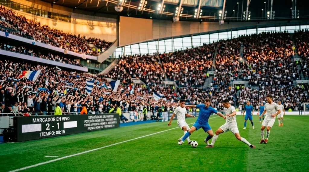 Estadio de fútbol lleno de espectadores durante un partido de liga asiática