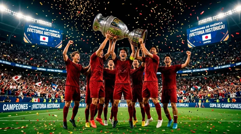 Equipo de fútbol japonés celebrando un título continental asiático